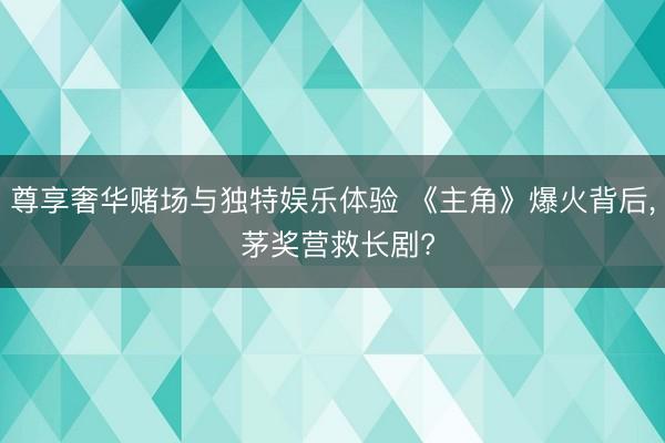 尊享奢华赌场与独特娱乐体验 《主角》爆火背后， 茅奖营救长剧?