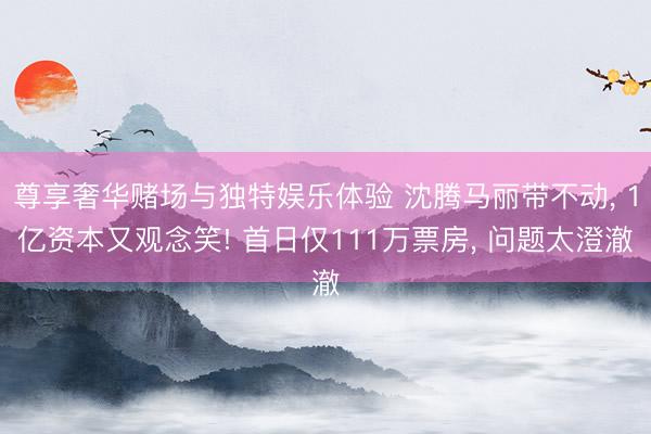尊享奢华赌场与独特娱乐体验 沈腾马丽带不动, 1亿资本又观念笑! 首日仅111万票房, 问题太澄澈