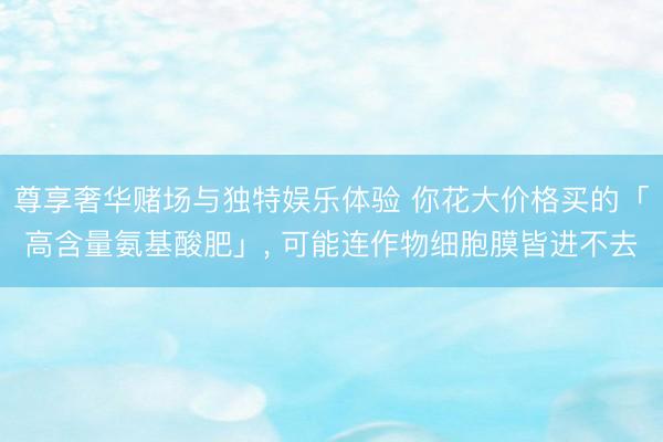 尊享奢华赌场与独特娱乐体验 你花大价格买的「高含量氨基酸肥」, 可能连作物细胞膜皆进不去