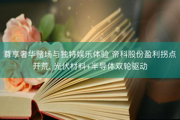 尊享奢华赌场与独特娱乐体验 帝科股份盈利拐点开荒, 光伏材料+半导体双轮驱动