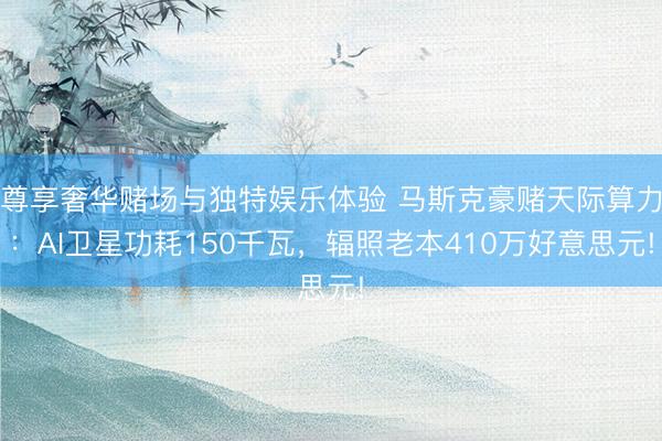 尊享奢华赌场与独特娱乐体验 马斯克豪赌天际算力：AI卫星功耗150千瓦，辐照老本410万好意思元!