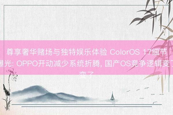 尊享奢华赌场与独特娱乐体验 ColorOS 17细节曝光: OPPO开动减少系统折腾， 国产OS竞争逻辑变了